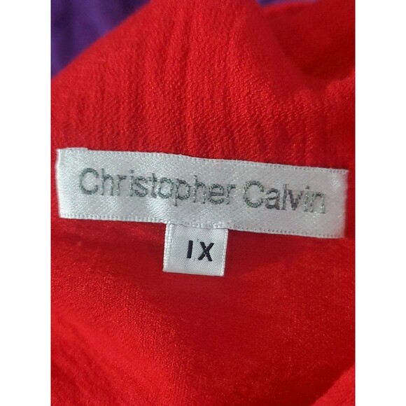 Vintage Christopher Calvin 1X Red Mandarin Nehru Collar Button Down Tunic Top - Picture 10 of 10